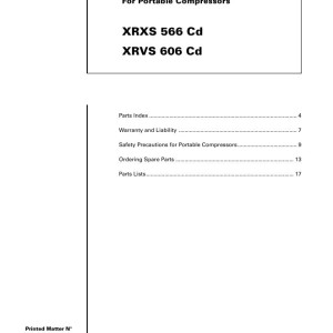 Atlas Copco XRXS 566 Cd XRVS 606 Cd Parts List 2955 0960 00