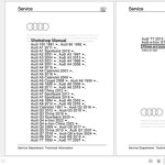 Audi A4 2008-2014 8K 8K2 8K5 8KH Workshop Manual