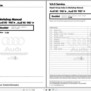 Audi 80 90 1987 - 1989 89 893 894 Workshop Manual