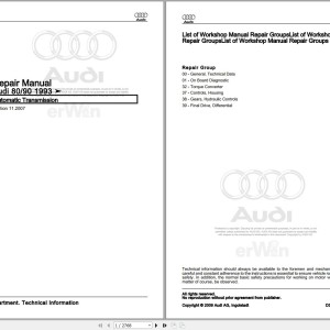 Audi 90 Quatro 8C 1991 - 1996 Service Repair Manual
