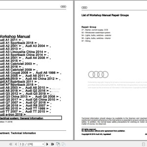 Audi A2 2000 - 2005 8Z 8Z0 Workshop Manual and Wiring Diagram