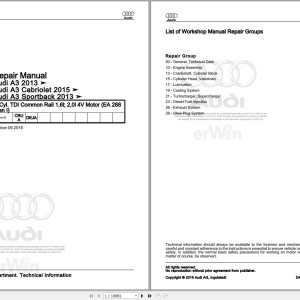 Audi A3 8VM 2017 Service Repair Manual and Wiring Diagram