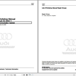 Audi A3 S3 and Cabrio 2008 - UP 8P7 Workshop Manual and Wiring Diagram