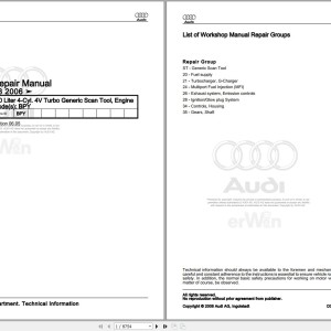 Audi A3 Tourer 8PA 2005 - 2010 Service Repair Manual