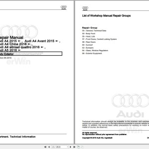 Audi A4 86 2015 - 2017 Service Repair Manual and Wiring Diagram