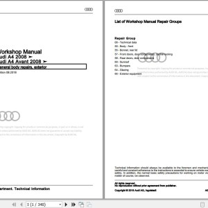 Audi A4 RS4 and Allroad 2008 - 2016 8K 8K2 8K5 8KH Workshop Manual and Wiring Diagram