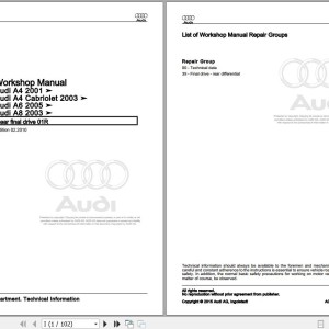 Audi A4 S4 RS4 Avant 2001 - 2008 8E 8E2 8E5 8EC 8ED Workshop Manual and Wiring Diagram