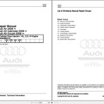 Audi A5 Cabriolet 8F 2010 - 2017 Service Repair Manual and Wiring Diagram