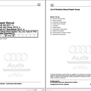 Audi A6 Allroad 4GH 2013 - 2017 Service Repair Manual and Wiring Diagram