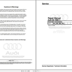 Audi A6 Avant 4B5 1999 - 2005 Service Repair Manual
