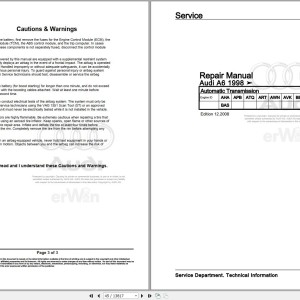 Audi A6 S6 RS6 Quattro Allroad 4B 1998 - 2005 Service Repair Manual