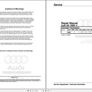 Audi A6 V8 4B4 1998 - 2005 Service Repair Manual