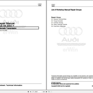 Audi A8 4E 2003 - 2010 Service Repair Manual and Wiring Diagram