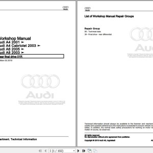 Audi Cabriolet 2003 - 2009 8H 8H7 8HE Workshop Manual and Wiring Diagram