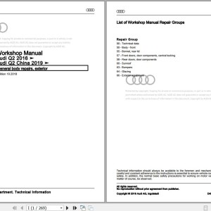 Audi Q2 2016 - 2019 GA GAB Workshop Manual