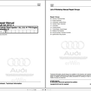 Audi Q3 84B 8UG 84G 8UB 8U 2011 - 2018 Service Repair Manual and Wiring Diagram