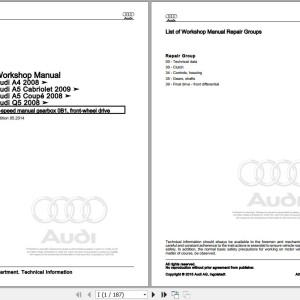 Audi Q5 2008 - 2016 8R 83B Workshop Manual and Wiring Diagram