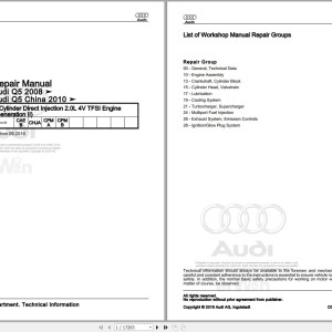 Audi Q5 8RB 2009 - 2016 Service Repair Manual and Wiring Diagram