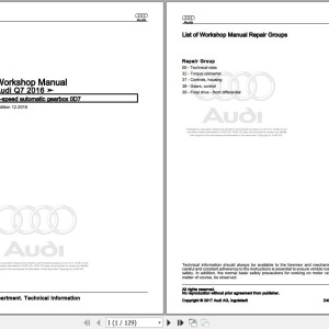 Audi Q7 2015 - 2020 4M 4MB 4MG Workshop Manual and Wiring Diagram