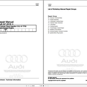 Audi Q7 4MB 4M 2016 - 2018 Service Repair Manual and Wiring Diagram