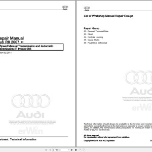 Audi R8 423 2007 - 2015 Service Repair Manual and Wiring Diagram