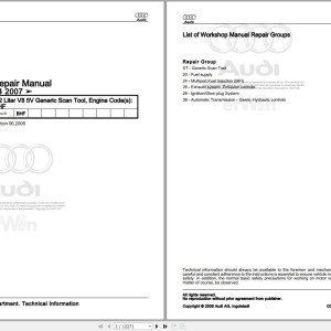 Audi RS4 8EC 2006 - 2008 Service Repair Manual and Wiring Diagram