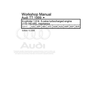 Audi TT 1999 - 2006 TT Coupe TT Roadster 8N 8N3 8N9 Workshop Manual