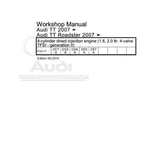 Audi TT 2006 - 2014 TT Roadster 8J 8J3 8J9 Workshop Manual and Wiring Diagram