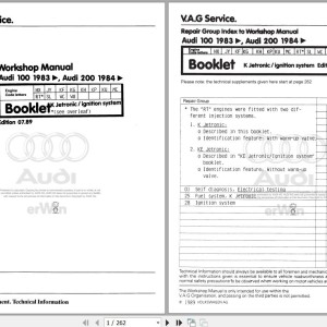 Audi V8 1989 - 1990 44 441 442 Workshop Manual