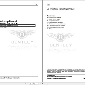 Bentley Arnage 2000 - 2002 Workshop Manual and Wiring Diagrams