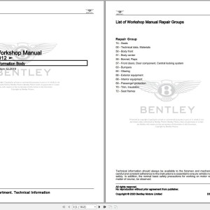 Bentley Continental 2012 - 2017 Workshop Manual and Wiring Diagrams