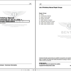 Bentley Continental GT 2004 - 2010 Workshop Manual and Wiring Diagrams