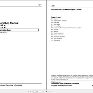 Bentley Continental GT V8 S 2012 - 2018 Workshop Manual and Wiring Diagrams