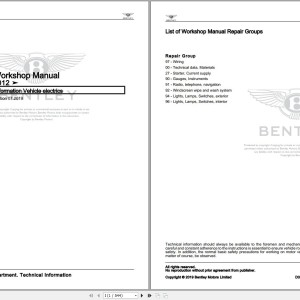 Bentley Continental Supersport GTC ISR 2012 - 2013 Workshop Manual and Wiring Diagrams