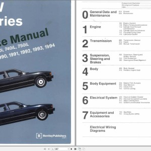 BMW E32 7 Series 1986-1994 Service Repair Manual and Wiring Diagram