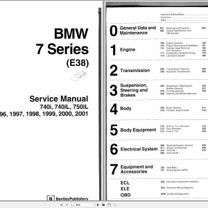 BMW E38 7 Series 1994-2001 Service Manual and Wiring Diagram