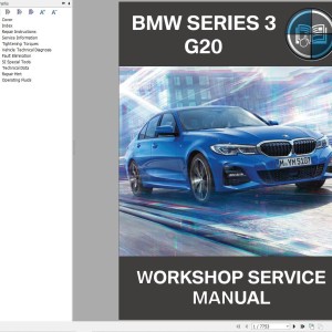 BMW Series 3 G20 Workshop Service Manual