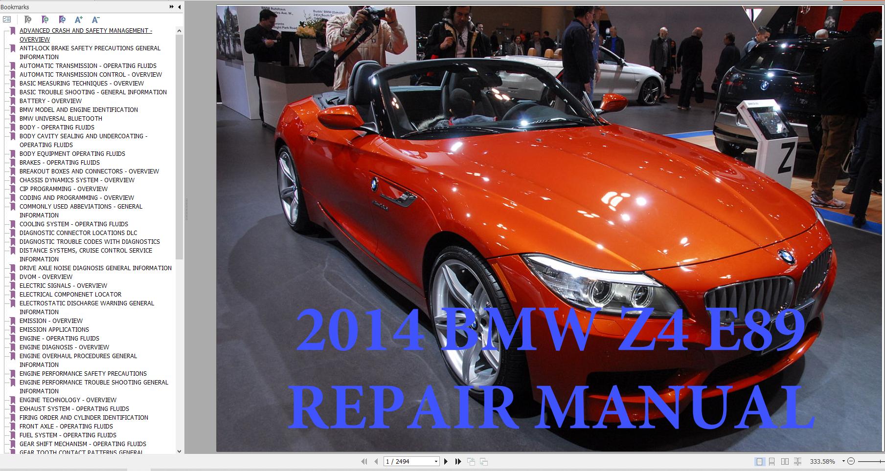Official BMW Z4 E89 Workshop Repair Manual 2009-2012 - Complete Wiring Diagrams