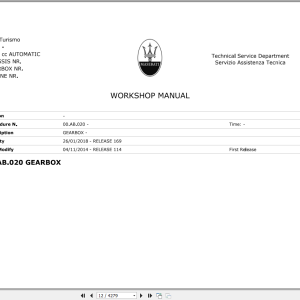 Maserati GranTurismo COUPE 4.2L 2009-2018 Workshop Manual & Wiring Diagrams