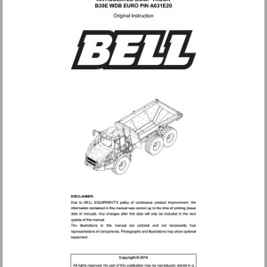 Bell B30E WDB EURO Parts Manual BN036938