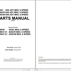 Bell B35C B40CR B40CM 6X6 ADT MKII 6 Speed Parts Manual 872074