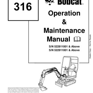 Bobcat 316 Operation Maintenance Manual 6902283 enUS