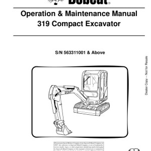 Bobcat 319 Operation Maintenance Manual 6904116 enUS