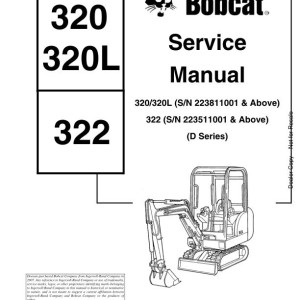 Bobcat 320 322 Service Manual