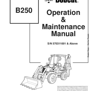 Bobcat B250 Operation Maintenance Manual