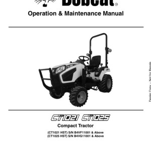 Bobcat CT1021 CT1025 Operation Maintenance Manual