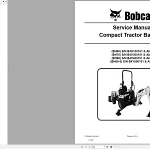 Bobcat BH66 BH76 BH86 BH86-5 Service Manual 7376989
