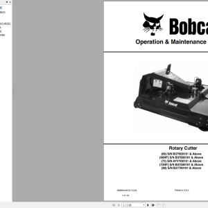 Bobcat 66 66HF 72 72HF 80 Operation and Maintenance Manual 6990844 