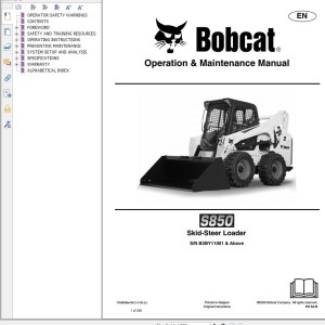 Bobcat S850 Operation and Maintenance Manual