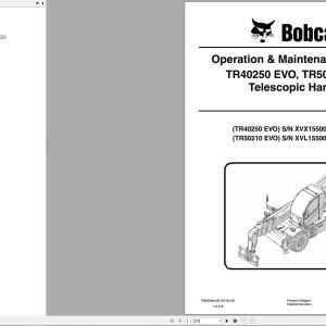 Bobcat TR40250 TR50210 EVO Operation and Maintenance Manual 7285033